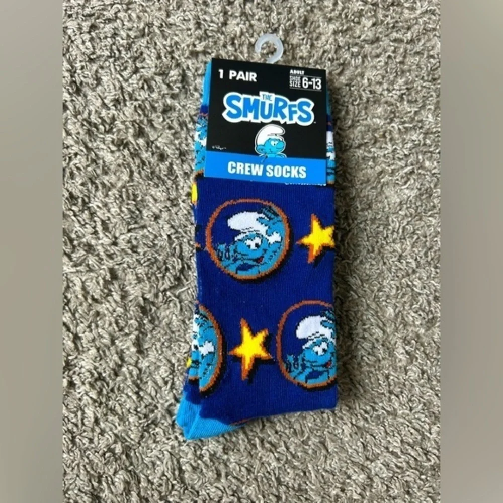 ✨ NWT Smurfs funky Blue Crew Socks